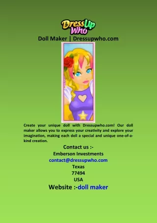 Doll Maker  Dressupwho com