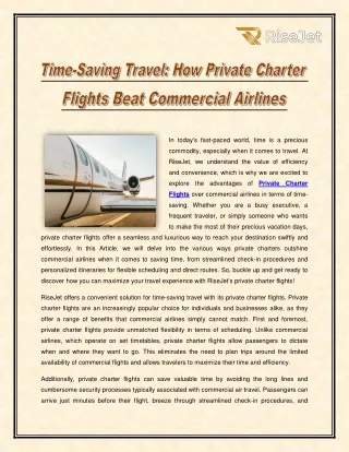 Time-Saving Travel - How Private Charter Flights Beat Commercial Airlines