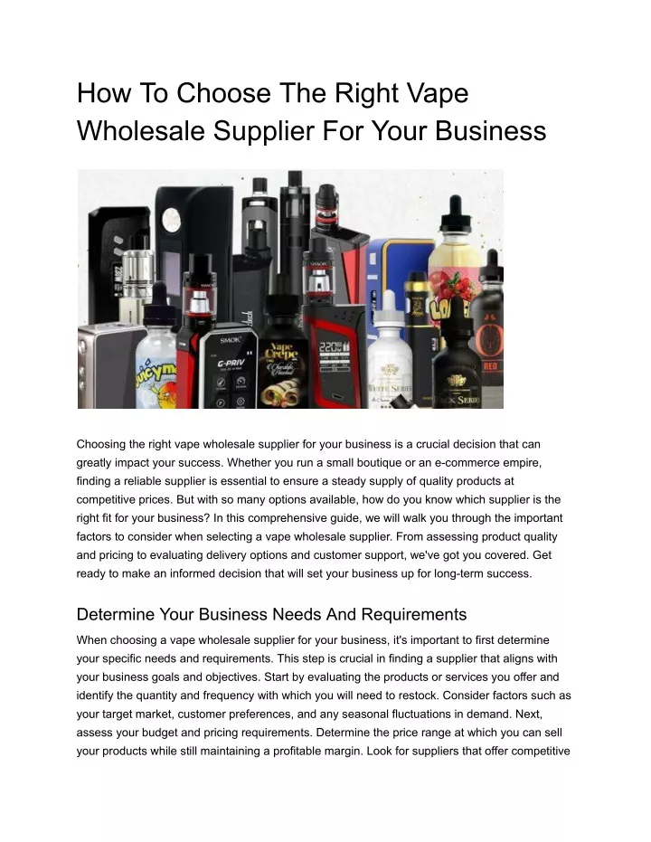 how to choose the right vape wholesale supplier