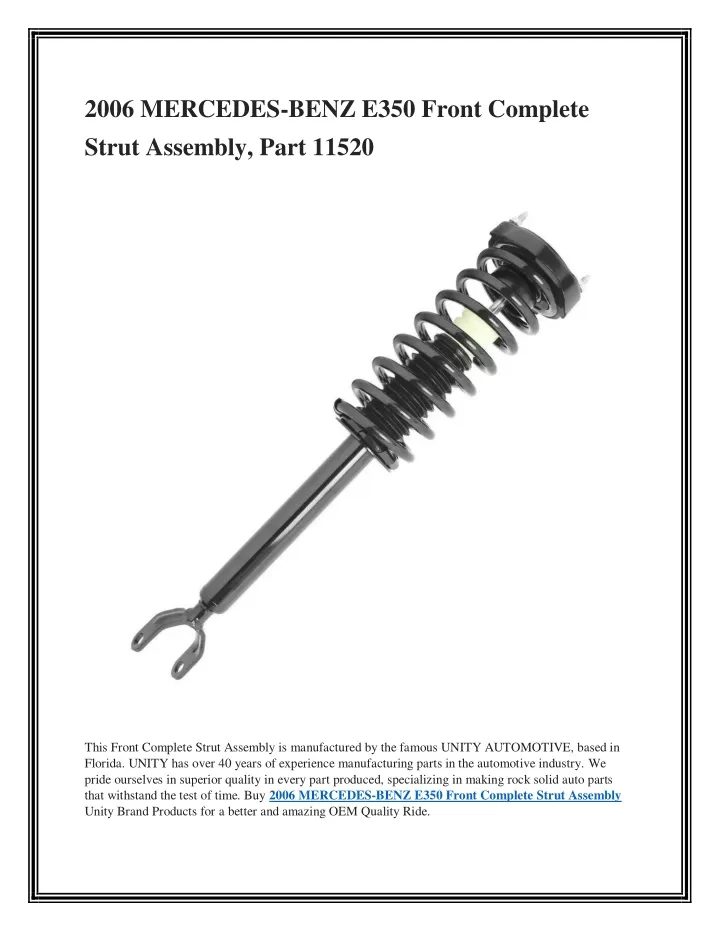 2006 mercedes benz e350 front complete strut