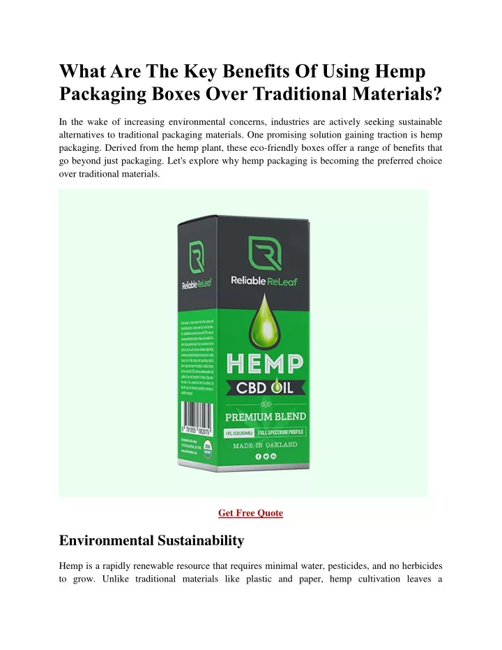 what are the key benefits of using hemp packaging