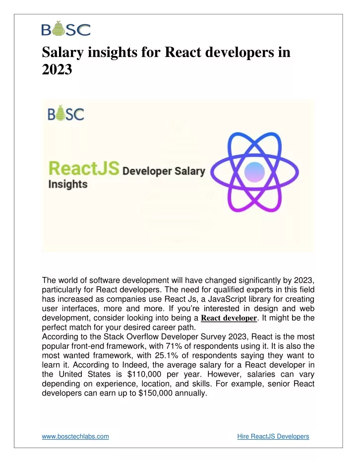 salary insights for react developers in 2023