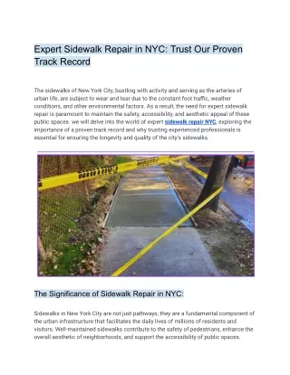 Expert Sidewalk Repair in NYC_ Trust Our Proven Track Record