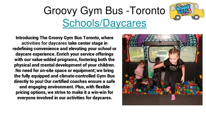 groovy gym bus toronto schools daycares