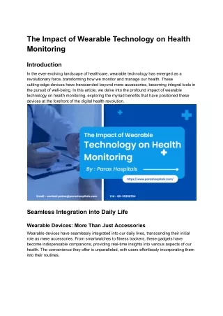 the impact of wearable technology on health