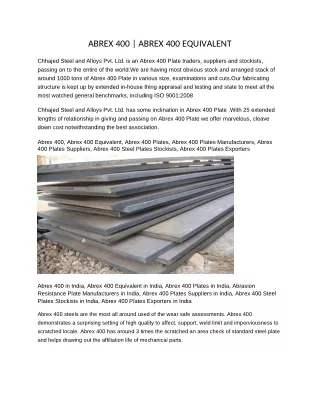 _  Abrex 400 Steel_  Plates Stockists