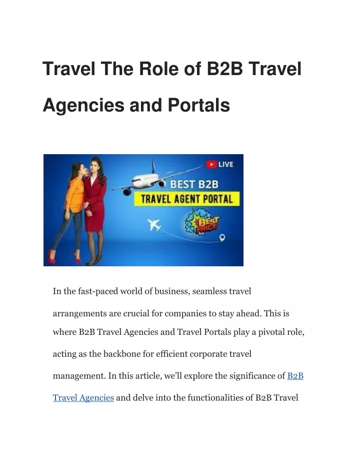 travel the role of b2b travel agencies and portals
