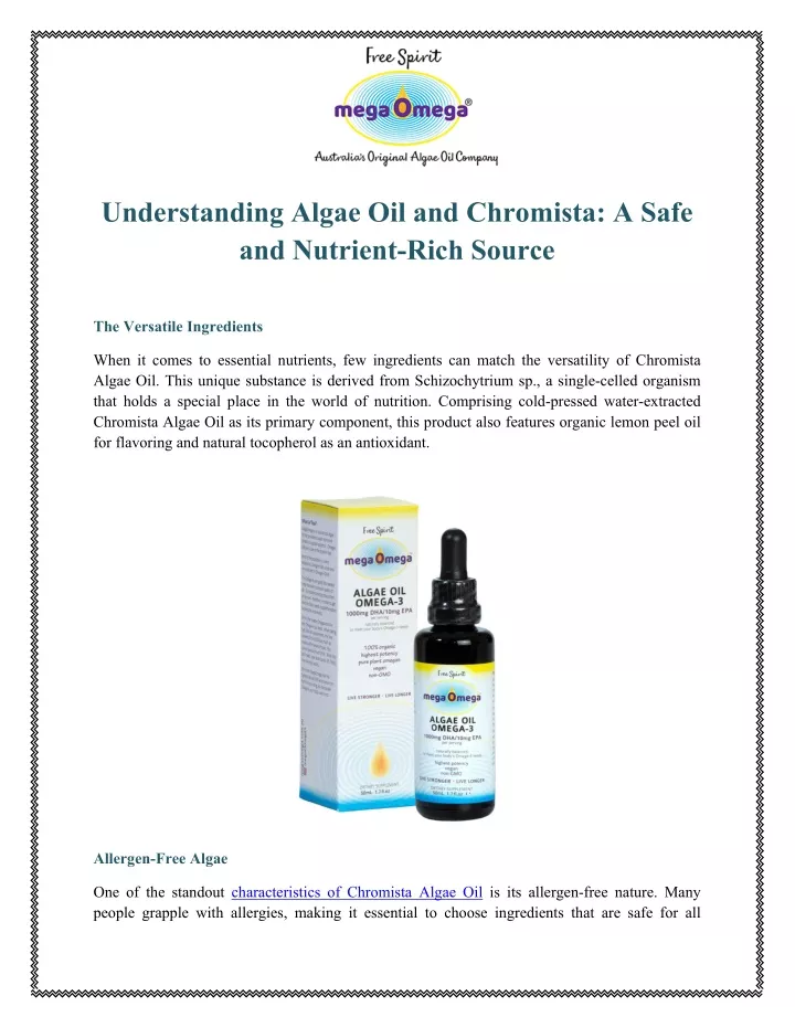 understanding algae oil and chromista a safe