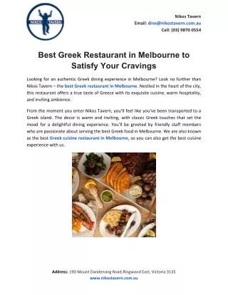 Best Greek Restaurant in Melbourne to Satisfy Your Cravings