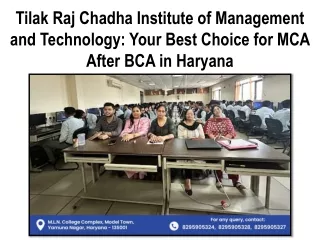 Best MBA, BBA, MCA, BCA College in Haryana