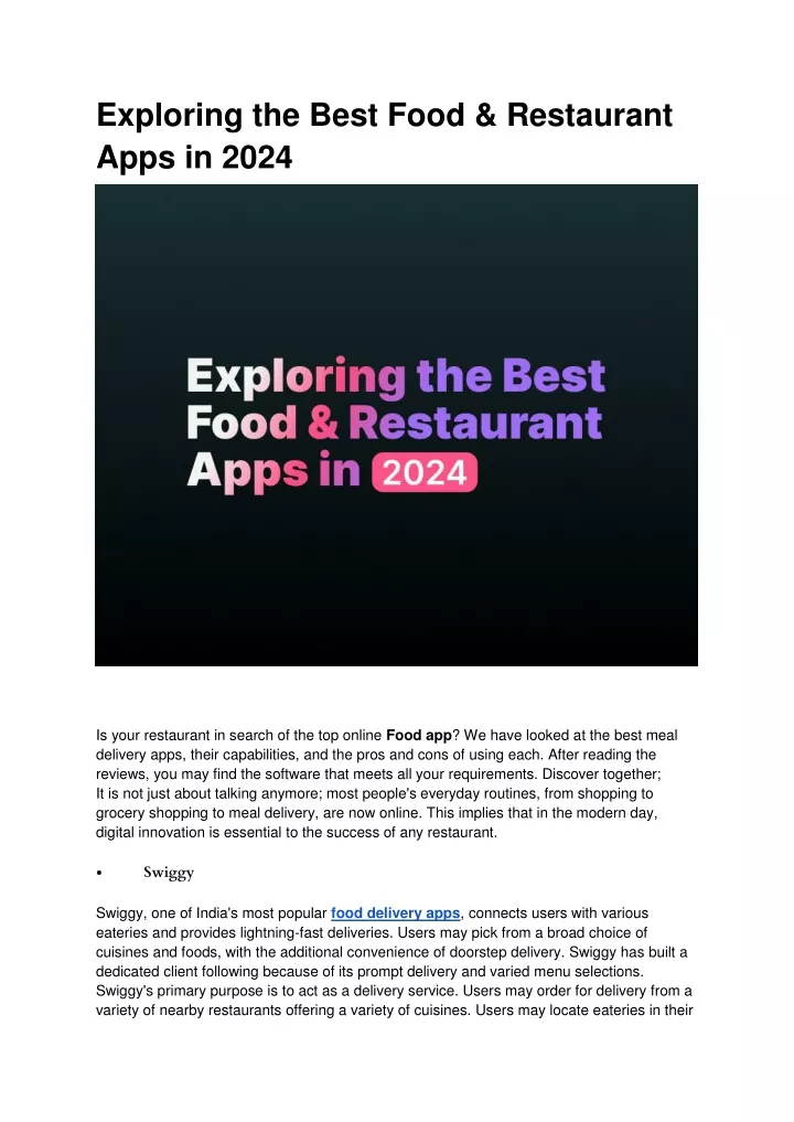 exploring the best food restaurant apps in 2024