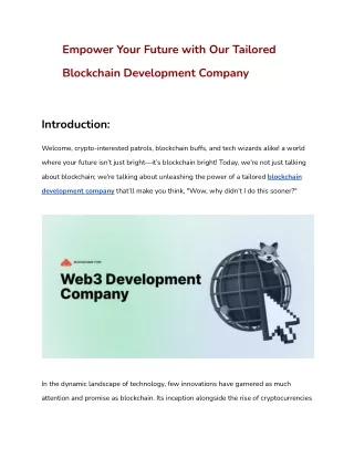 Empower Your Future with Our Tailored Blockchain Development Company