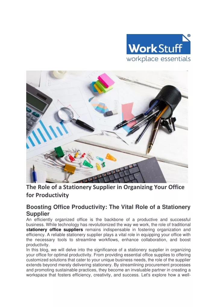 the role of a stationery supplier in organizing