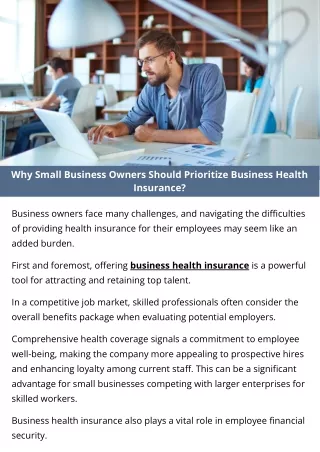 Why Small Business Owners Should Prioritize Business Health Insurance?