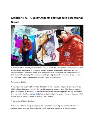 Moncler NYC | Quality Aspects That Made It Exceptional Brand