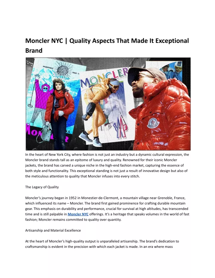 moncler nyc quality aspects that made