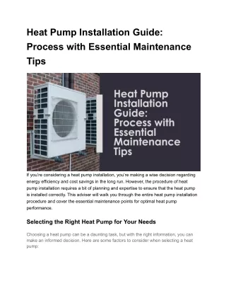 Heat Pump Installation Guide_ Process with Essential Maintenance Tips