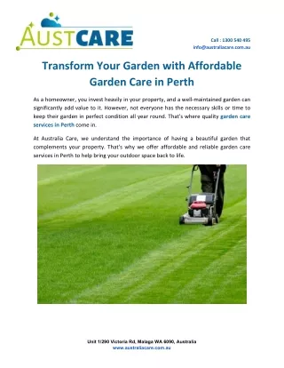 Transform Your Garden with Affordable Garden Care in Perth
