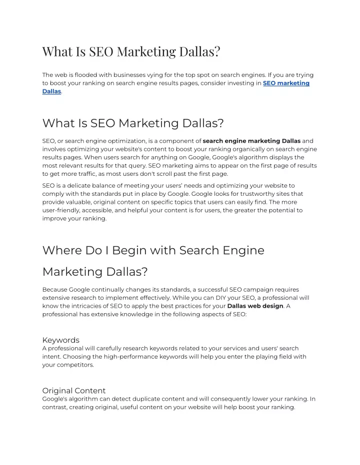 what is seo marketing dallas