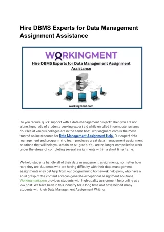 hire dbms experts for data management assignment