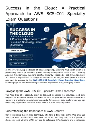 success approach to aws scs c01 specialty exam