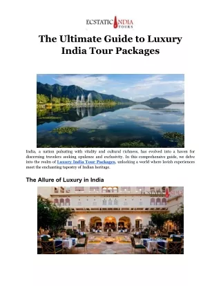 Luxury India Tour Packages