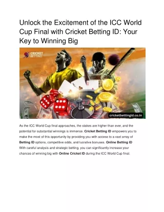 Unlock ICC World Cup Final with Cricket Betting ID_ Your Key to Winning Big