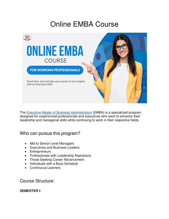 online emba course