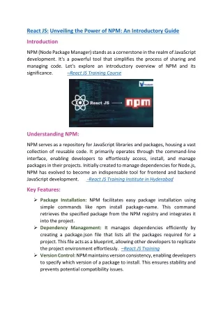 react js unveiling the power