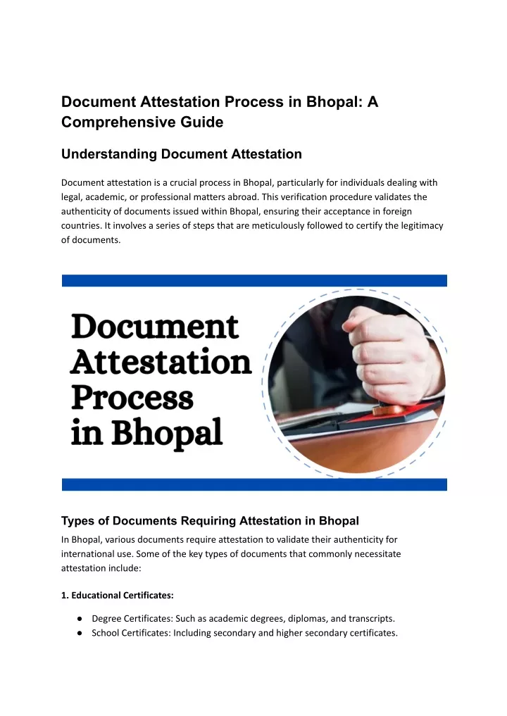 document attestation process in bhopal