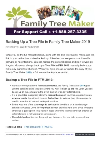 backing up a tree file in family tree maker 2019