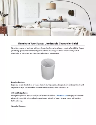 Illuminate Your Space: Unmissable Chandelier Sale!