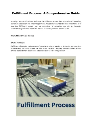 Fulfillment Process: A Comprehensive Guide