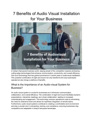 7 Benefits of Audiovisual Installation for Your Business