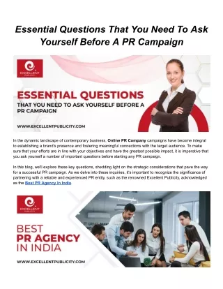 Essential Questions That You Need To Ask Yourself Before A PR Campaign