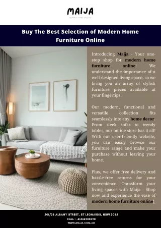 Buy The Best Selection of Modern Home Furniture Online