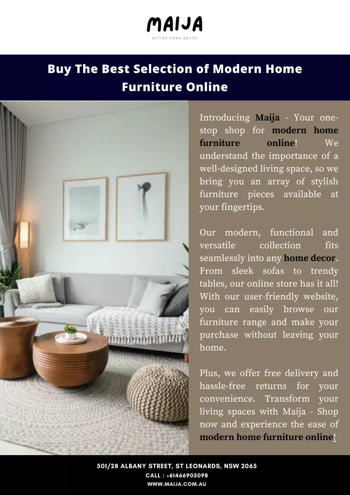 buy the best selection of modern home furniture