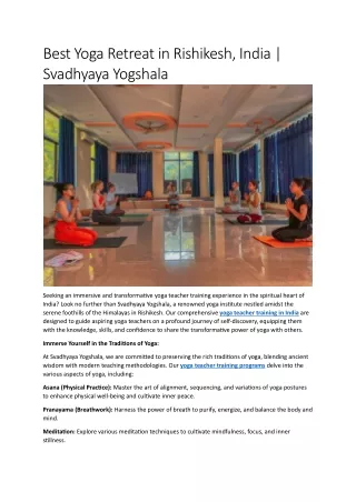 Best Yoga Retreat in Rishikesh