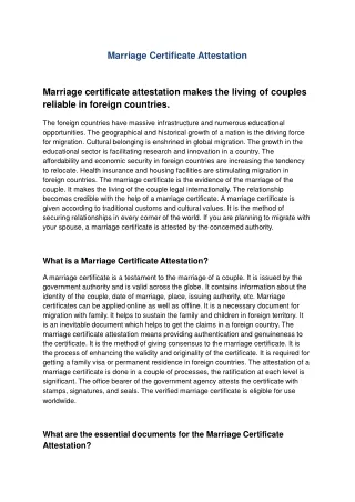 Marriage Certificate Attestation