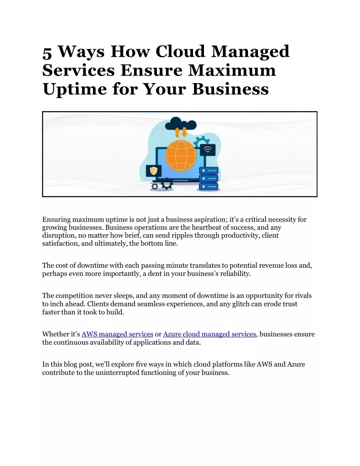 5 ways how cloud managed services ensure maximum uptime for your business