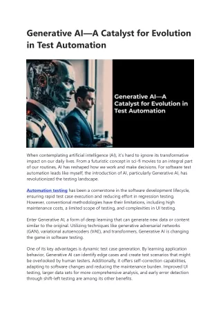 generative ai a catalyst for evolution in test