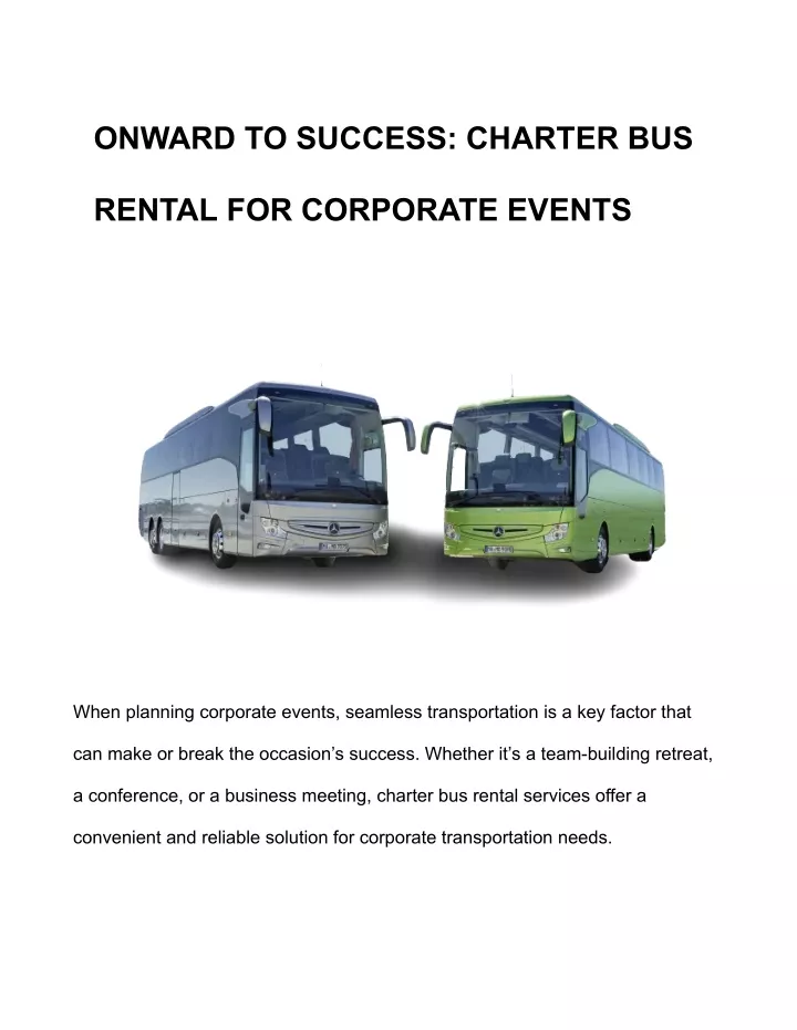 onward to success charter bus