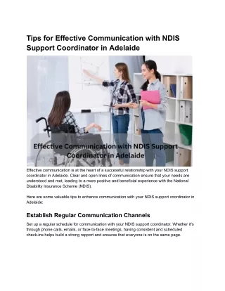 Tips for Effective Communication with Your NDIS Support Coordinator in Adelaide