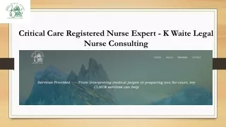 Critical Care Registered Nurse Expert - K Waite Legal Nurse Consulting