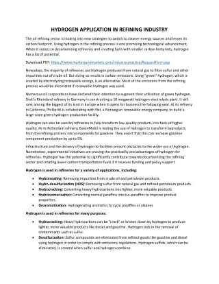 Hydrogen Application in Refining Industry 2