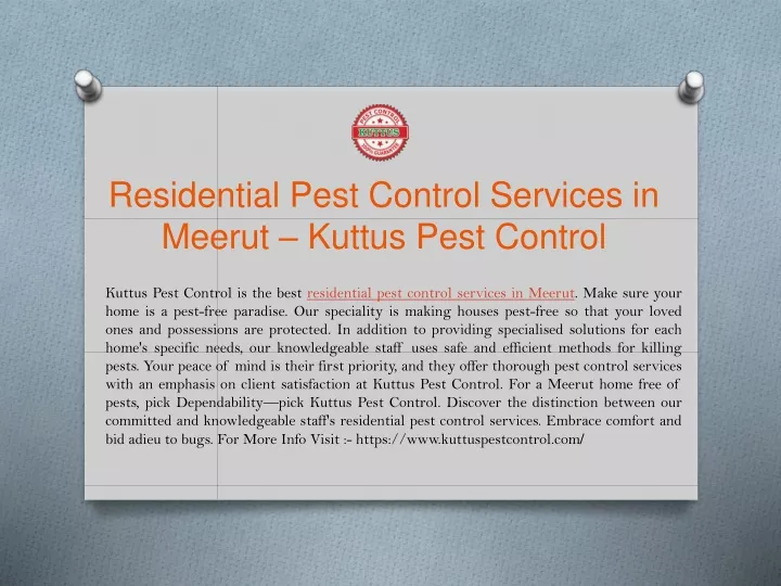 residential pest control services in meerut kuttus pest control