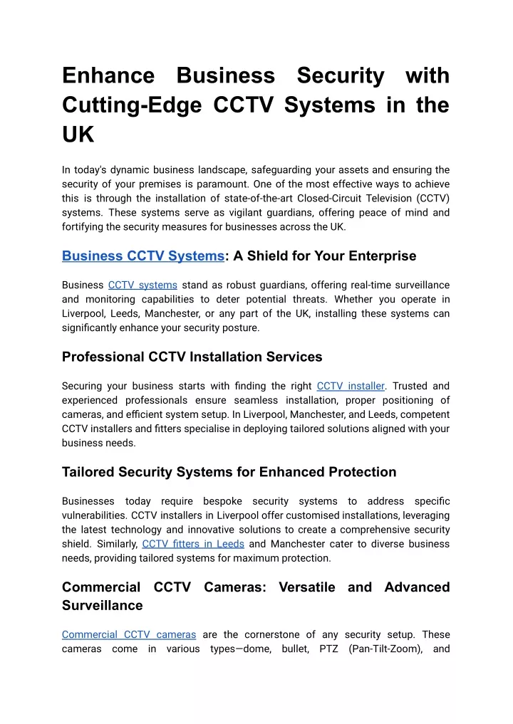enhance cutting edge cctv systems in the uk