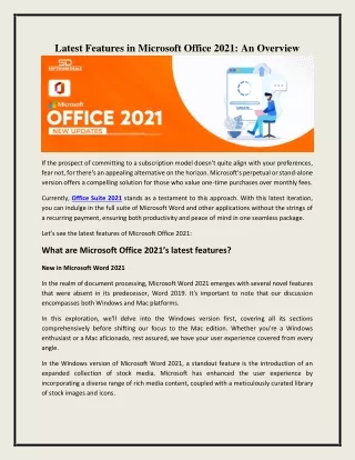 Latest Features in Microsoft Office 2021: An Overview