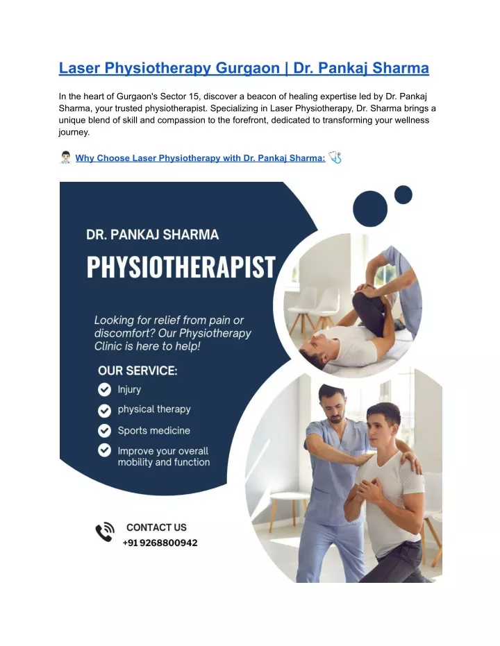 laser physiotherapy gurgaon dr pankaj sharma