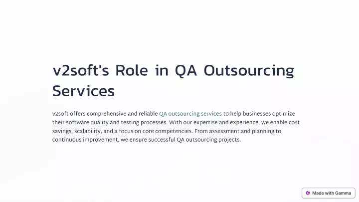 v2soft s role in qa outsourcing services